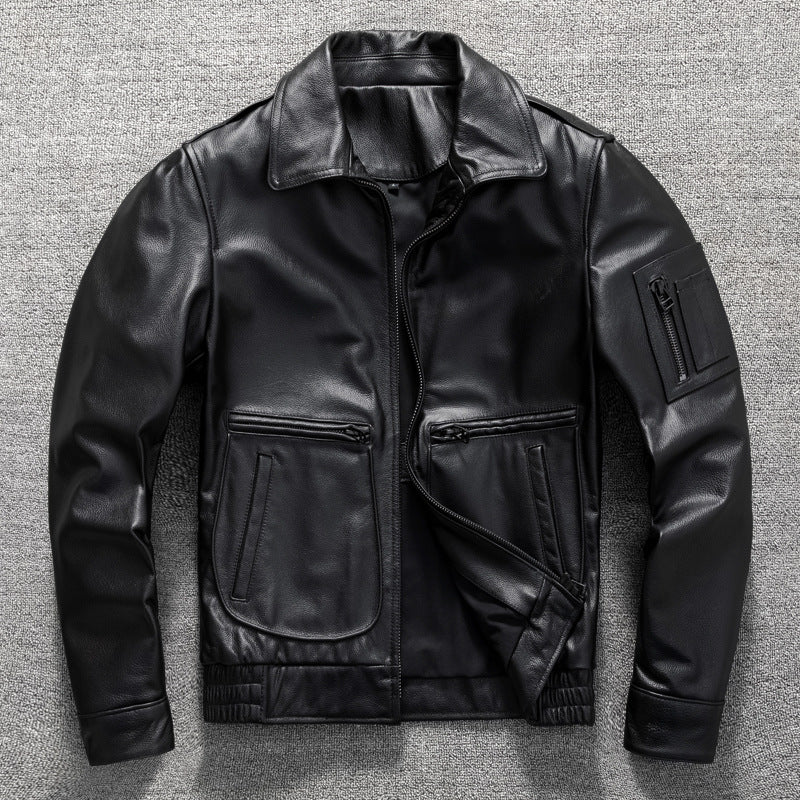 A2 flight suit first layer cowhide leather short men's genuine leather jacket motorcycle jacket