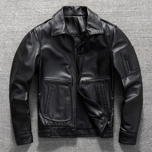 A2 flight suit first layer cowhide leather short men's genuine leather jacket motorcycle jacket