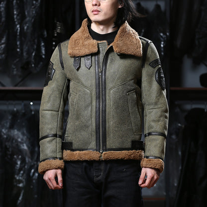 B3 Men's Thick Shearling Pilot Jacket