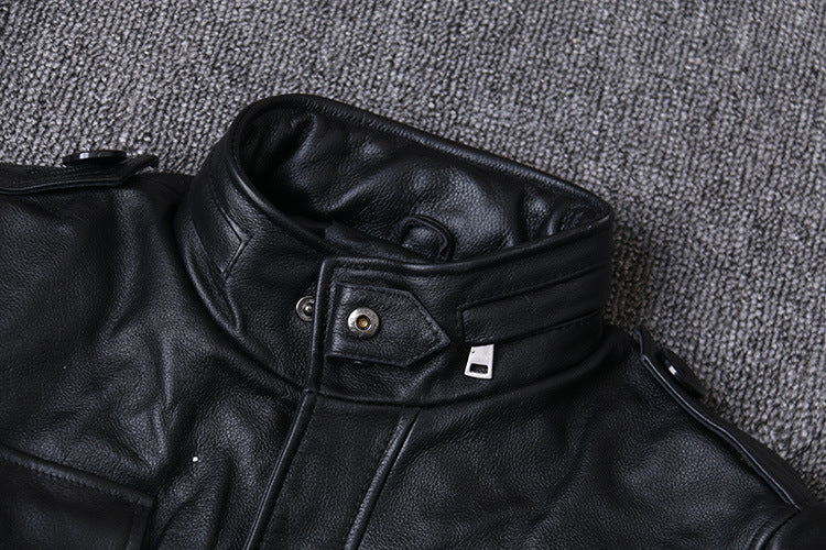 m65 men's genuine leather jacket first layer cowhide jacket windbreaker mid-length motorcycle leather jacket