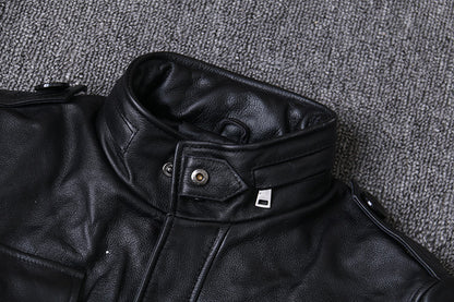 m65 men's genuine leather jacket first layer cowhide jacket windbreaker mid-length motorcycle leather jacket