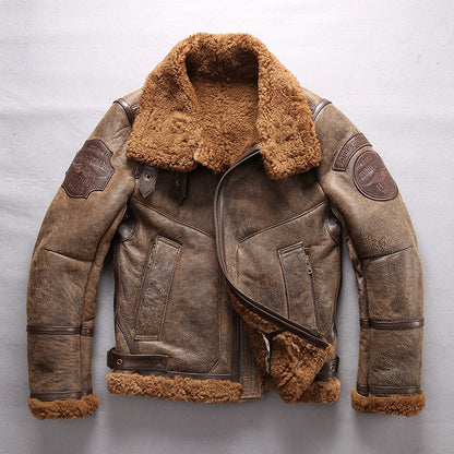 B3 Men's Thick Shearling Pilot Jacket