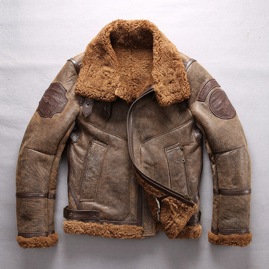 B3 Men's Thick Shearling Pilot Jacket