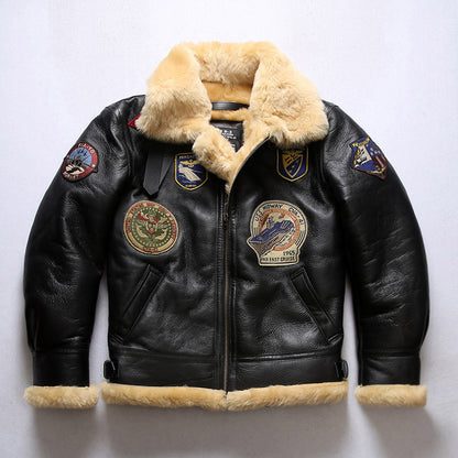 Casual B3 flight suit, men's multi-label Italian sheepskin coat