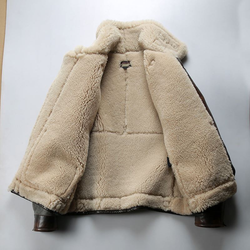 Retro D3 Bomber Shearling Flight Jacket for Men, RRL Sheepskin